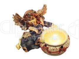 Engel mit Kerze in Keramikschale