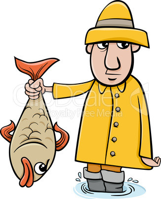 angler with fish cartoon