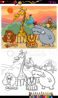 wild animals cartoon coloring book