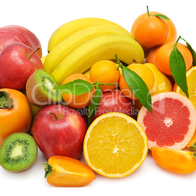 set of fruits isolated on white background