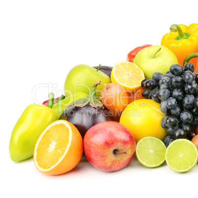 set fruit and vegetables isolated on white