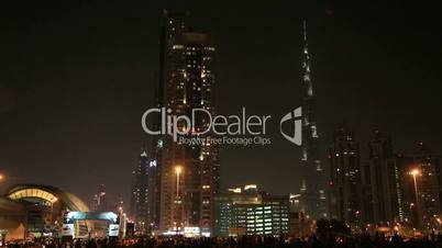 Burj Khalifa and Dubai Downtown view at night
