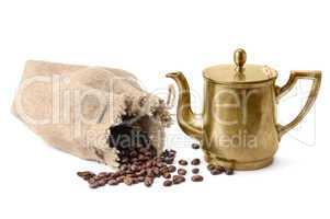 coffee pot and coffee beans