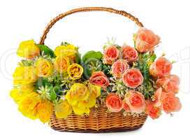 silk flowers in a basket