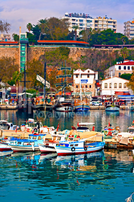 Digital painting of Kaleici, Antalya's old town harbor, Turkey