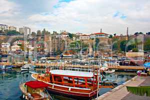 Digital painting of Kaleici, Antalya's old town harbor, Turkey