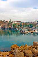 Digital painting of Kaleici, Antalya's old town harbor, Turkey