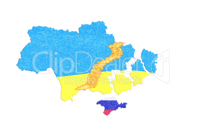 Brennpunkt Ukraine, Karte mit Flagge