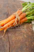 baby carrots bunch tied with rope