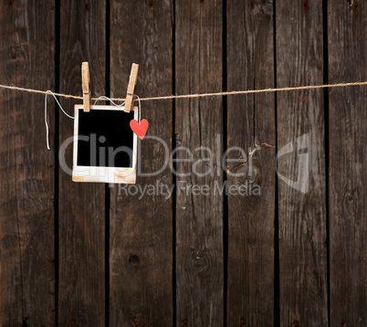 Photo Frame with Paper Heart Hang on Rope