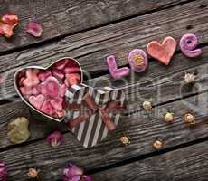Word Love with Heart Shaped Gift Box