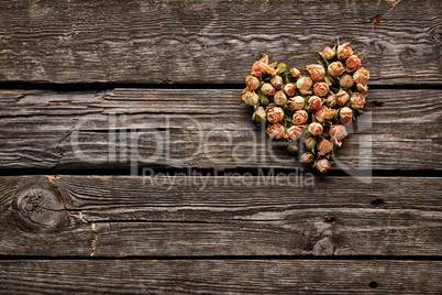 Rose flowers in a heart shape