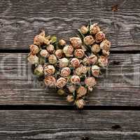 Rose flowers in a heart shape
