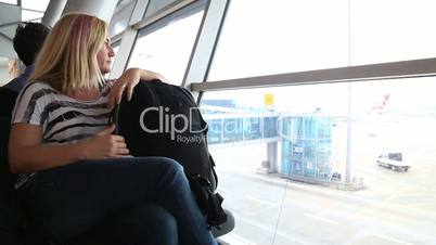 Woman waiting at the airport