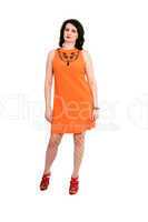woman in orange dress
