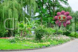 beautiful flowerbed in the shape of a flower