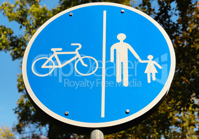 road sign for bikes and pedestrians