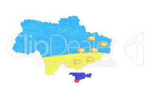 Landkarte Ukraine, Karte mit kleinen Feuern.