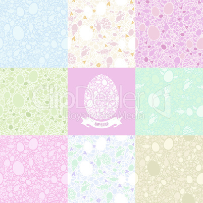 Eight Versions Easter Seamless Pattern in Pastel Shades