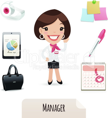 Female Manager Icons Set