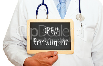 Open Enrollment - Doctor with chalkboard