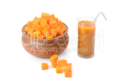 juice in glass and pumpkin
