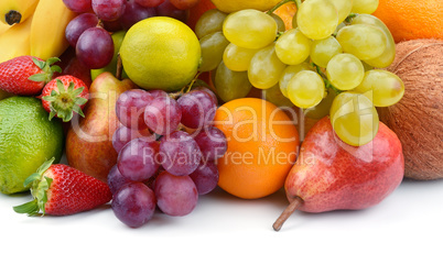 set of fruits isolated on white background