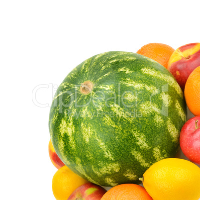 watermelon and fruit set isolated on a white background
