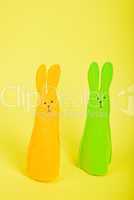 Two easter Bunnys on yellow