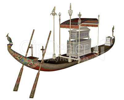Egyptian sacred barge with tonb - 3D render