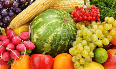 bright background of fruits and vegetables