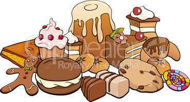 sweets group cartoon illustration