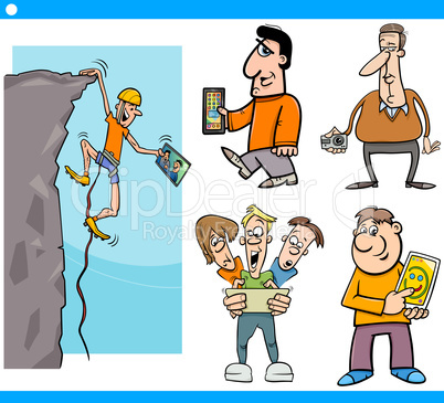 people and technology cartoon set