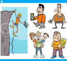 people and technology cartoon set