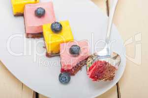 strawberry and mango mousse dessert cake