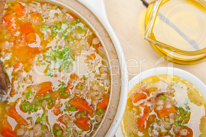 Syrian barley broth soup Aleppo style