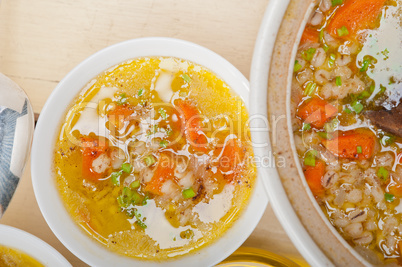 Syrian barley broth soup Aleppo style