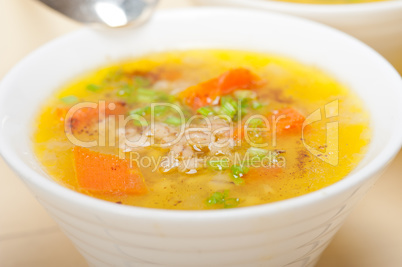 Syrian barley broth soup Aleppo style