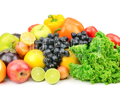 set fruit and vegetables isolated on white