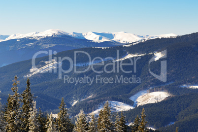 The view from a slope of Bukovel ski resort, Ukraine