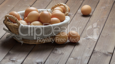 hicken eggs in a basket