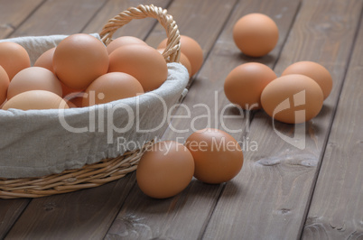chicken eggs in a basket