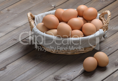 chicken eggs in a basket