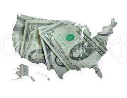 map of USA made from dollars