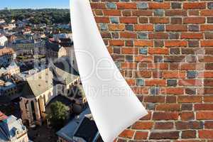 brick cuff on the beautiful panorama of Lvov city