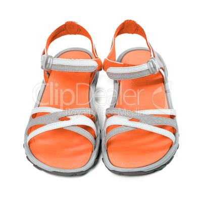 Pair of summer sandals. Front view.