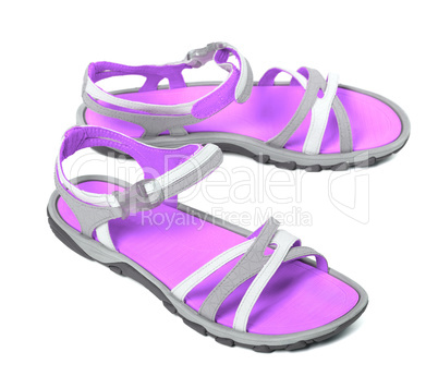 Pair of summer sandals on white background