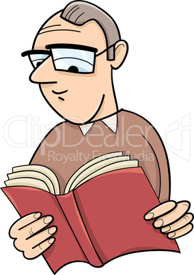 reader with book cartoon illustration