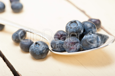 fresh blueberry on silver spoon