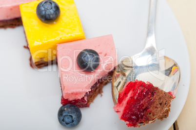 strawberry and mango mousse dessert cake